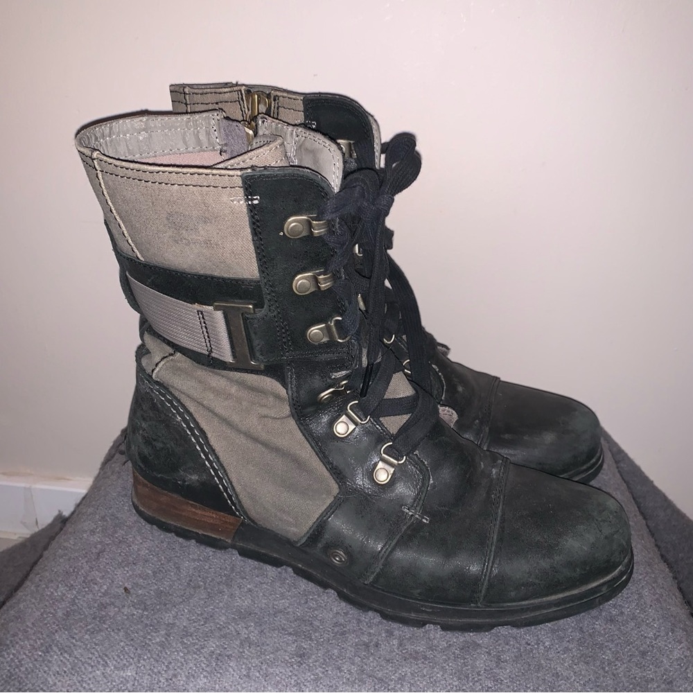 Sorel Major Carly Lace-Up Boots Black Grey 10